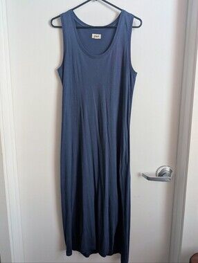 Pact Women's Navy Softspun 100% Organic Cotton Tank Midi Dress Size Medium